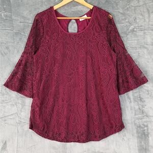 Womens Top 1X Boho Floral Paisley Lace Peasant Hippie Retro Fairy Feminine Sheer